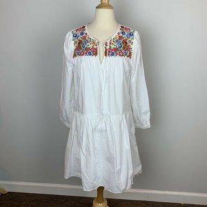 J.Crew $138 Cotton Poplin Tunic Dress Embroidered